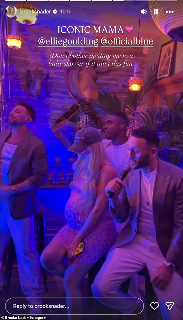 The entertainment was courtesy of boyband Blue, minus Lee Ryan, with Ellie joining Duncan James, Simon Webb and Anthony Costa for a rendition of their hit Rise