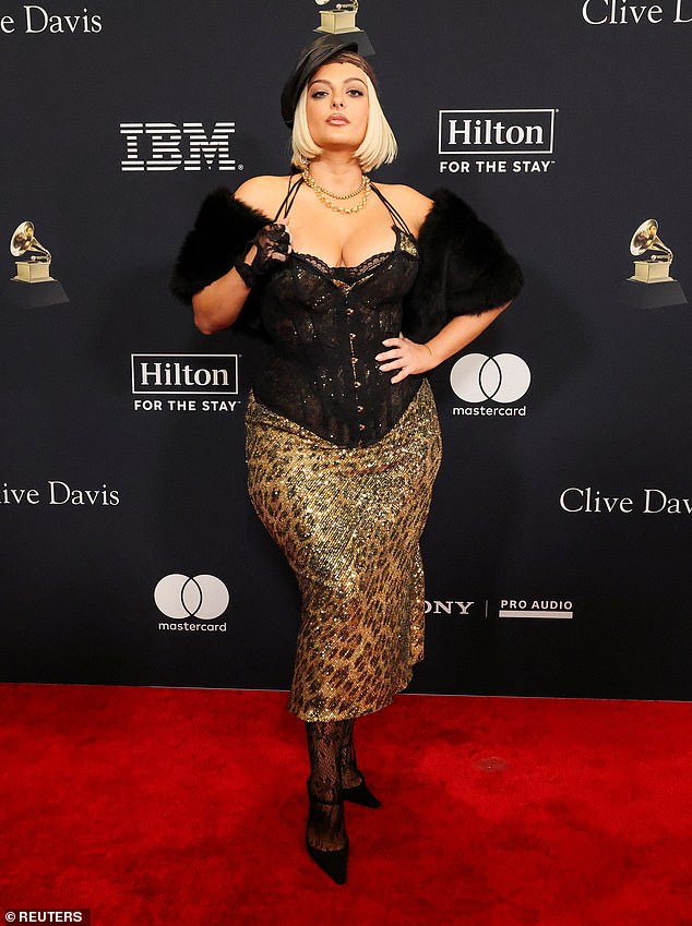 Bebe Rexha also dressed to impress as she mixed different textures for her edgy-chic outfit