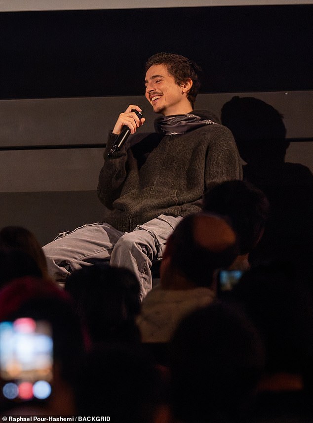 Asking again Richard repeated: 'Can we come?' as Timothee joked: 'Who is we? The whole crowd'