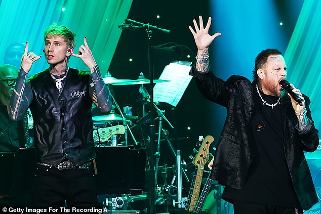 He hit the stage with Machine Gun Kelly, his collaborator on the song Lonely Road