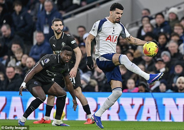 Marc Guehi (left) was the picture of calm for much of the game and showed off his defensive quality - despite an unlucky own goal