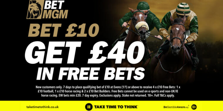Get £40 in free bets when you sign-up and stake £10 with BetMGM