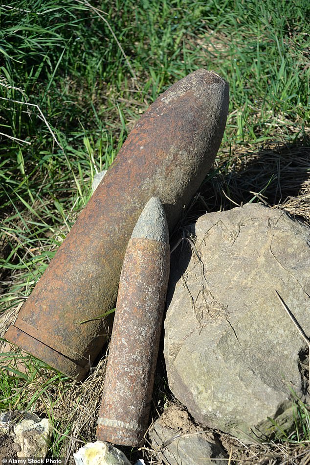 The 37mm brass-and-copper shell was 20cm long and used by the Imperial German Army towards the end of the First World War (stock image)