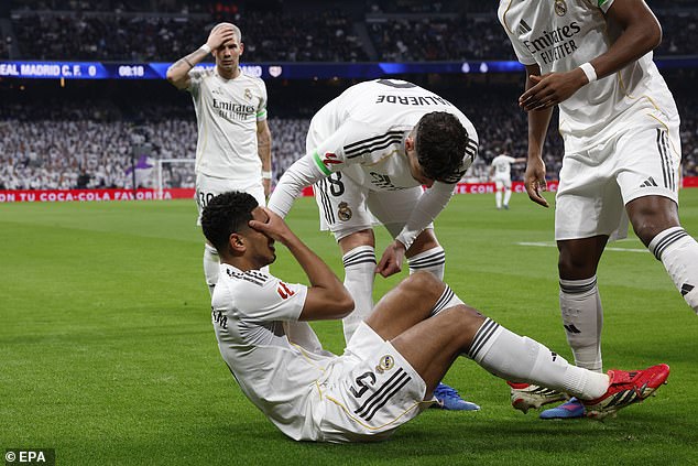 The Real Madrid star looked distraught after pulling up and clutching his leg early in the match