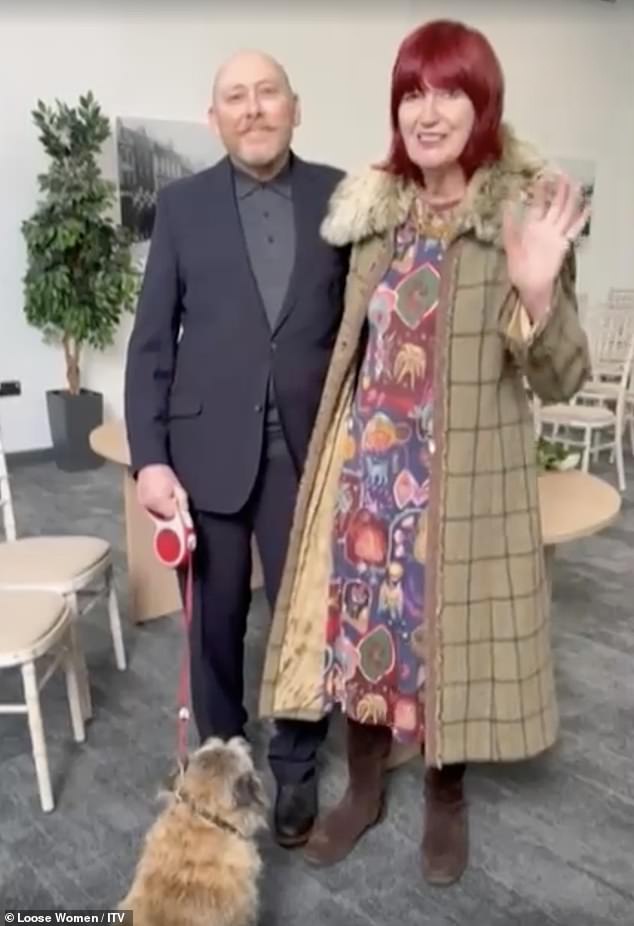 Janet, pictured here with her new husband via video link, said on Loose Women: 'Hi everyone, I've been keeping a big secret, it's my big news for everyone that's watching¿ Peter and me got married on Saturday.'