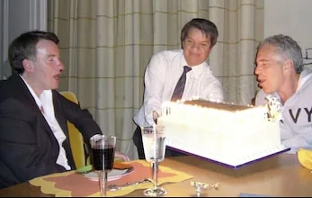 In 2022 a picture emerged of Lord Mandelson, who appears to be singing as Jeffrey Epstein blows out the candles on a birthday cake in Epstein's Paris lair