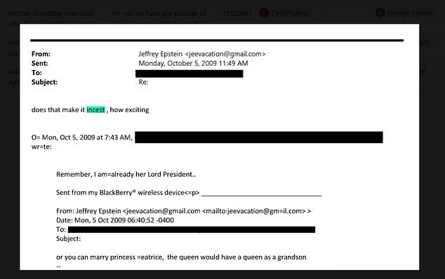 Pictured: The newly released email exchange between the peer and the paedophile