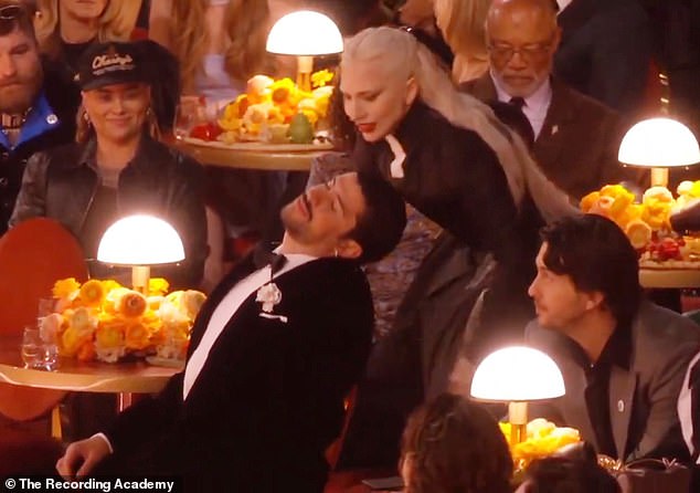 While the singer came off as cool and confident throughout the event, a slightly uncomfortable interaction between him and Lady Gaga in the audience has now gone viral