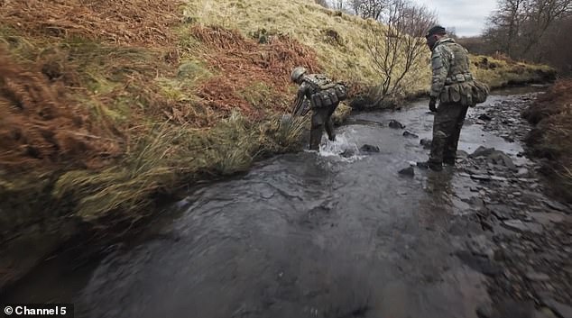 It follows the soldiers on a gruelling five-mile run with heavy packs and helmets