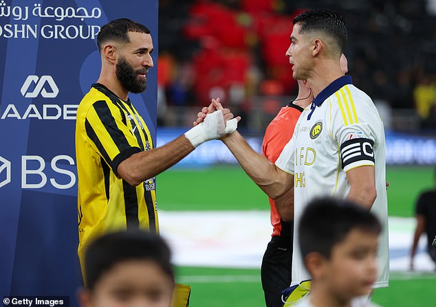 Ronaldo went on strike in Al-Nassr's last match over the lack of equal spending (pictured with Benzema in September)