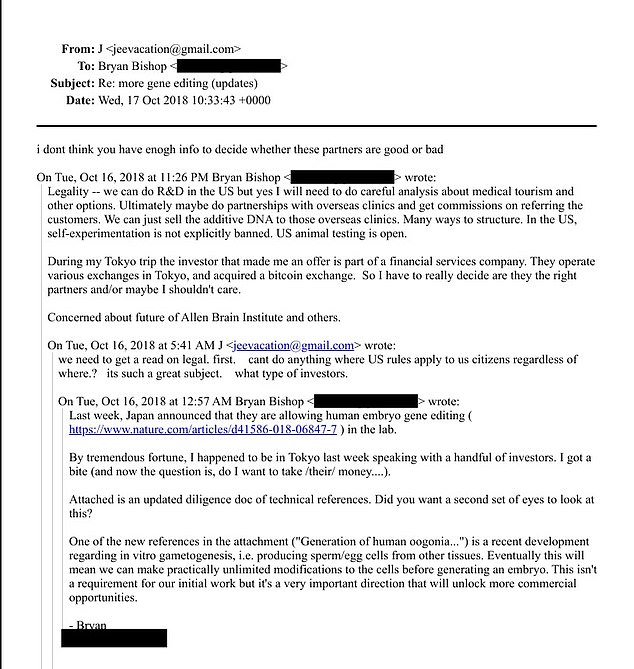 Bishop also sent Epstein his business plan during their email converstations