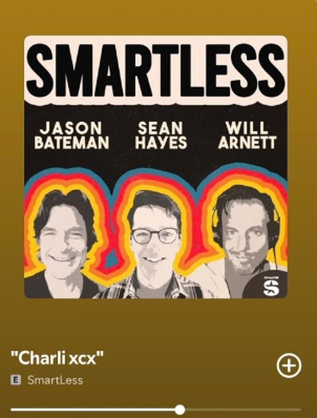 Jason spoke to Charli alongside Sean Hayes (centre) and Will Arnett (right) on their hit podcast SmartLess