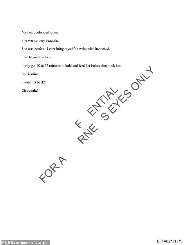 The woman said she only experienced '10 to 15 minutes' with her baby before she was taken