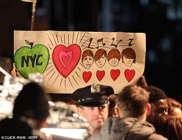 Placards and signs welcoming The Beatles to the Big Apple were also evident on Sunday