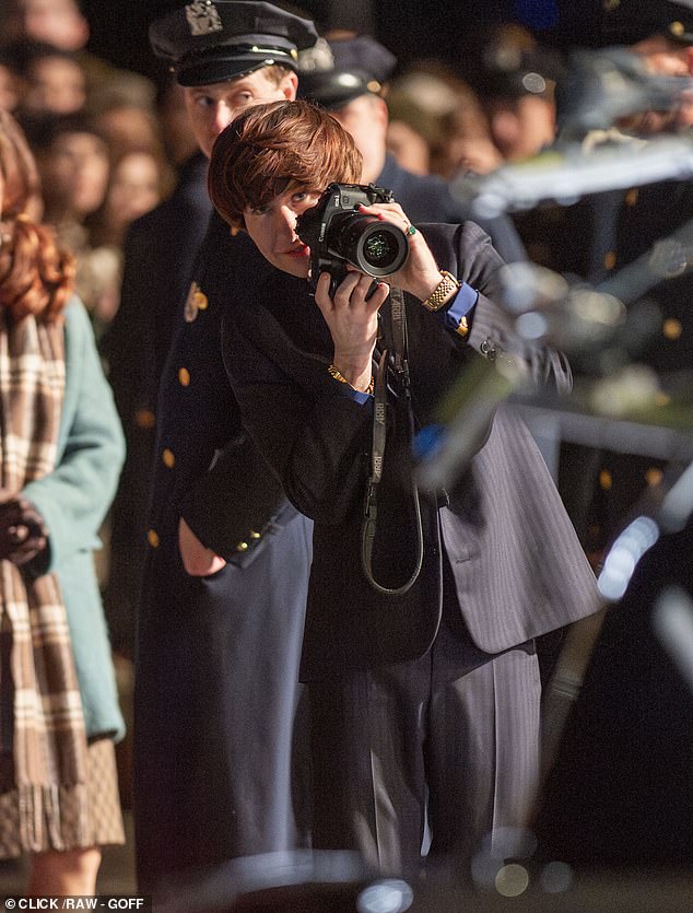 Keoghan was seen taking pictures while dressed as Ringo Starr in a sharp pin-stripe suit