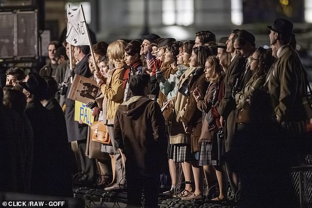 Fans wait expectantly for the band as Mendes as team got to work on their latest scenes