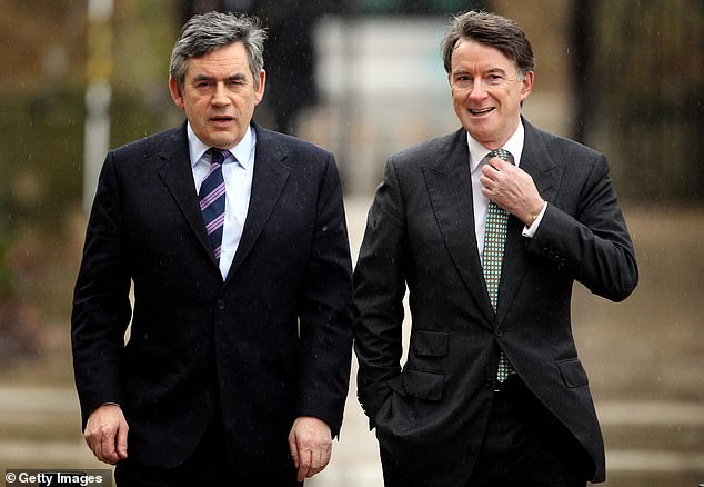 Lord Mandelson tipped off his friend Epstein the night before Gordon Brown (left) resigned from No 10