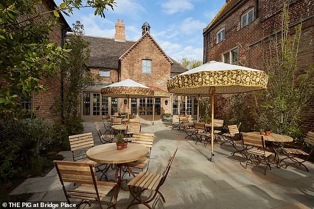 Leeming complained about a family not doing enough to quieten their 'screaming' child at THE PIG at Bridge Place (pictured), near Canterbury in Kent