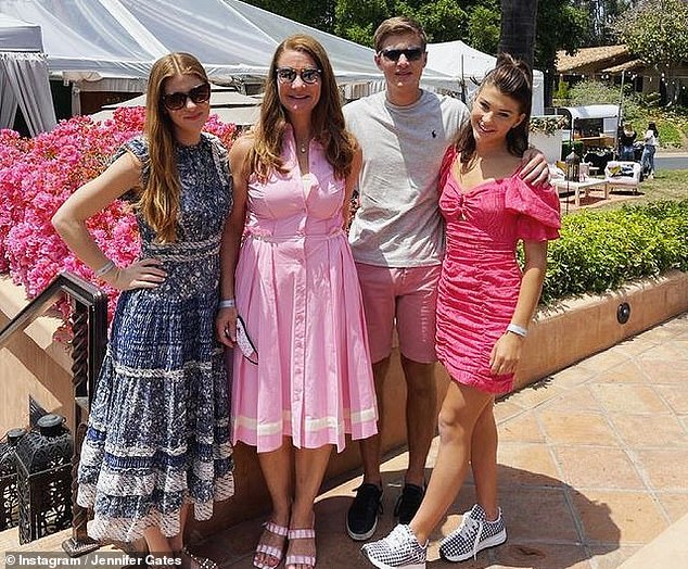 Melinda with the children... the sad truth is that even the billions her ex-husband worked so hard to earn can scrub him clean of his association with Epstein and his alleged Russian paramours, writes Amanda Platell