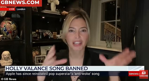 The singer, 42, had appeared on the show after Apple Music service briefly banned her 'anti-woke' song Kiss Kiss (XX) My A**e
