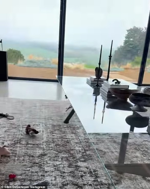 There is an open floor plan as the dining room and living room are one