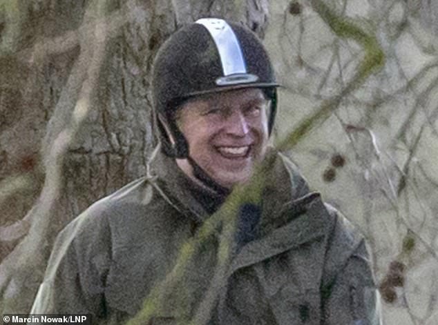 He was seen beaming near Windsor Castle on January 31
