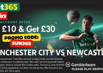 £30 bonus for Man City vs Newcastle with SUN365
