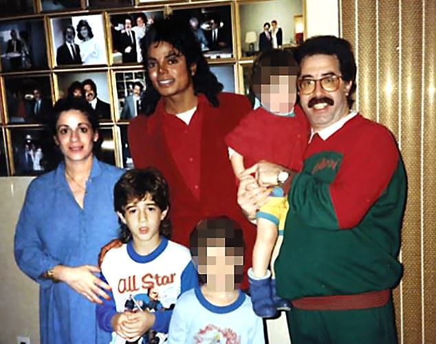 Michael Jackson pictured with Dominic (right), his wife Connie Cascio (left) and three of their children