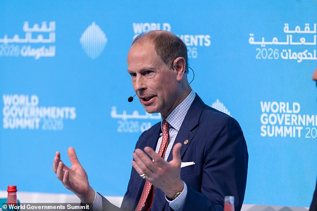 Prince Edward, The Duke of Edinburgh, speaking at the World Governments Summit in Dubai
