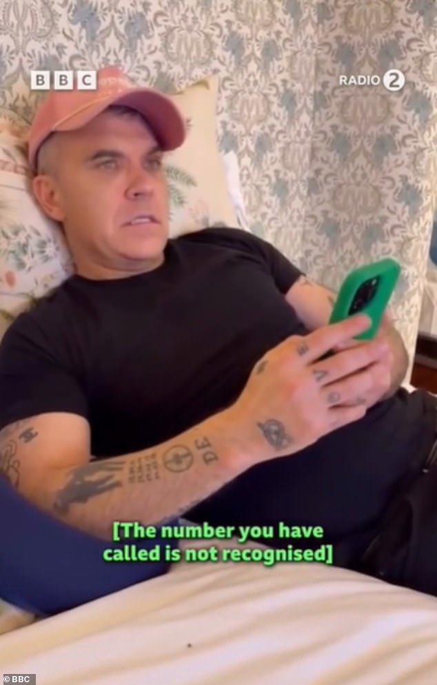 Robbie shared a clip of himself watching the documentary on Instagram and then tried calling the number Jemma gave out, but it was out of service
