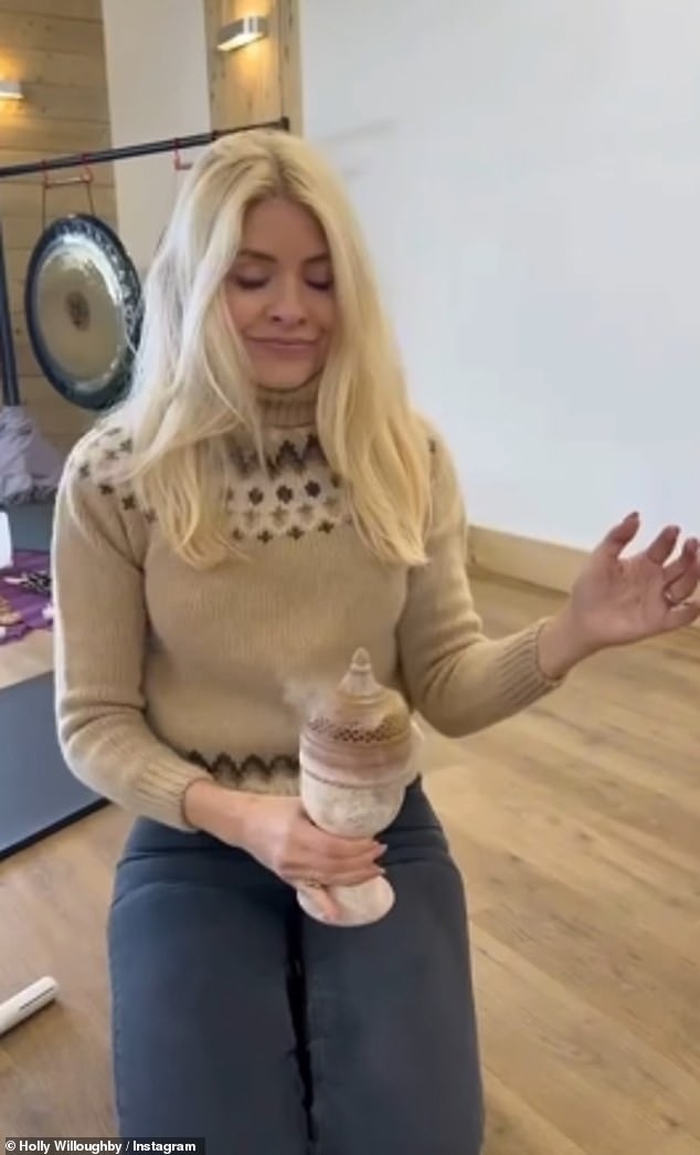 Holly was seen leading the group in a sound bath, as well as crafting reed dollies to welcome 'renewal and protection'