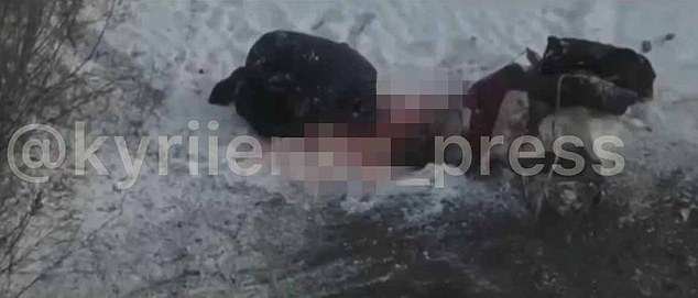 Footage captured by a drone shows the wounded husband sobbing beside the body of his wife before he is struck