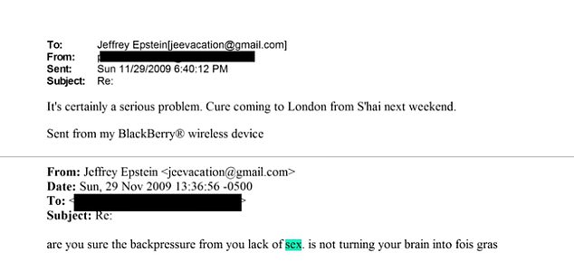In November 2009 the men seemed to be having a discussion about whether Lord Mandelson should try to oust Gordon Brown as PM when sex again cropped up