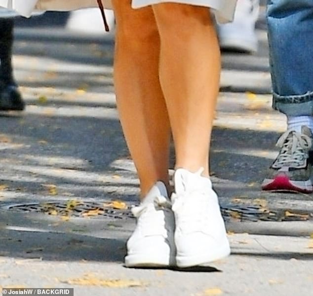 In October 2021, the pilot was snapped walking the streets of New York in an all-white pair of the tennis shoes with Bezos as they shopped around