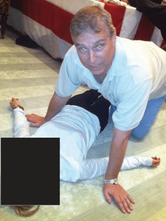 Disturbing new images released as part of Friday's Epstein files showed Andrew Mountbatten-Windsor crouching on all fours over a female lying on the floor