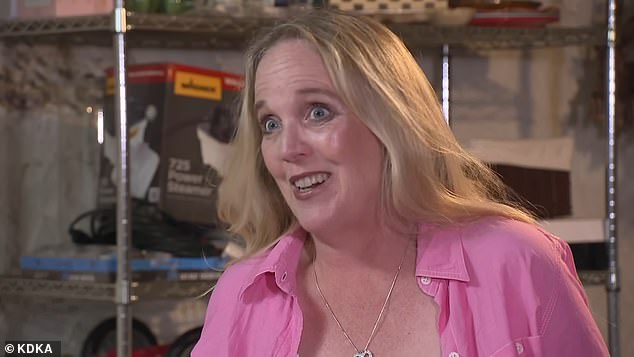 Lynne Rae Wentworth (pictured) and her husband said the former owner, an 85-year-old German immigrant, covered the Nazi symbols with rugs when they toured the home