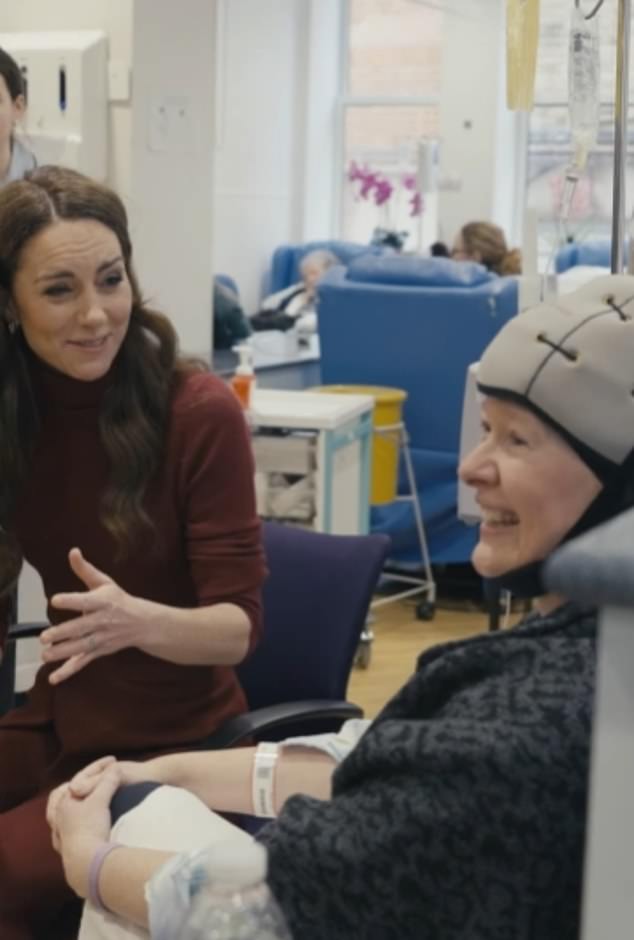 The Princess was seen joking with cancer patients as she gave a deeply moving message in support of cancer patients