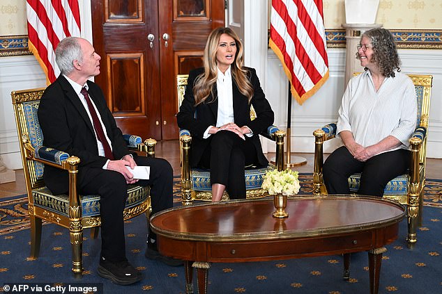 The question came as Melania hosted freed Israeli hostage Keith Seigel and his wife Aviva at the White House on Wednesday, February 4, 2026