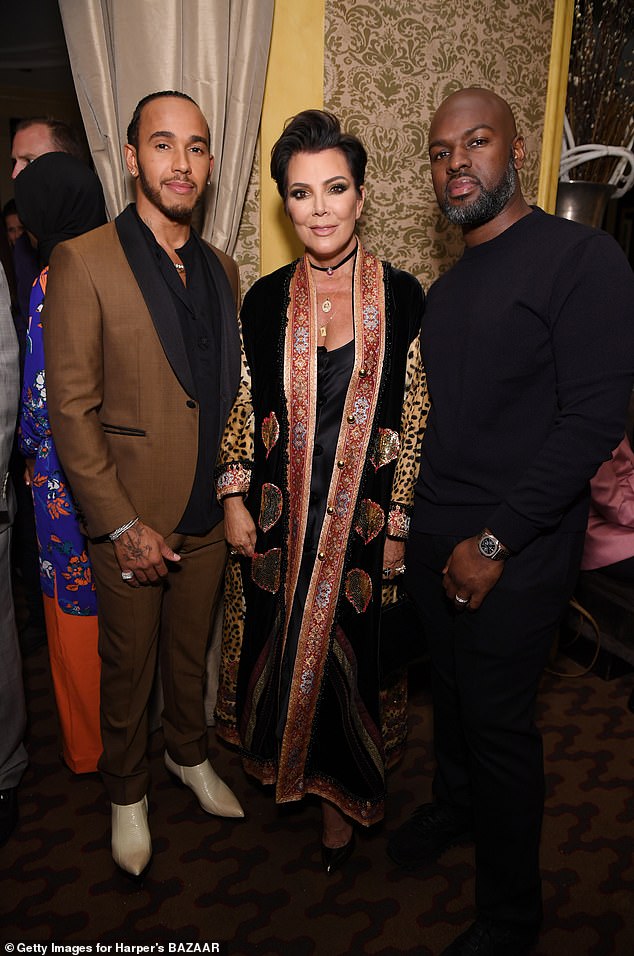 Hamilton was pictured with Kris Jenner and Corey Gamble in May 2019; the 70-year-old has often praised him on social media and expressed pride in his achievements