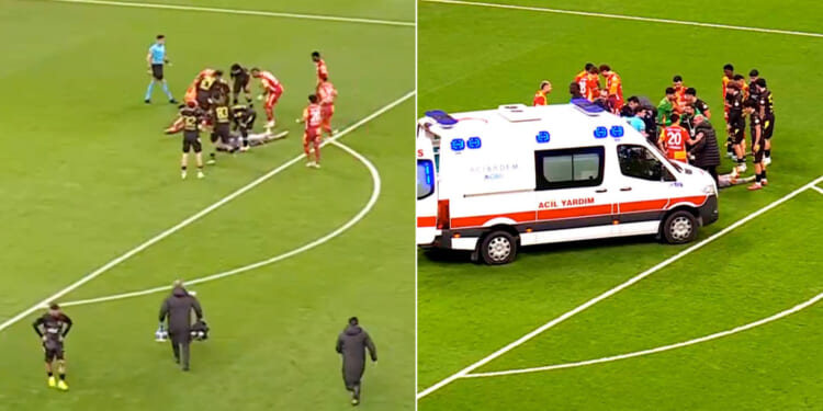 Medics swarm onto pitch as star knocked out and another rushed to hospital in horror clash of heads
