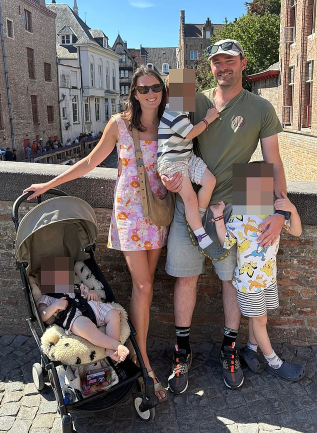 Alex Edwards, pictured with husband Taylor and their children, was keen to praise staff from The Pig at Bridge Place as 'consistently warm and welcoming'