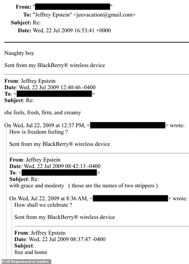 The emails can be traced to Mandelson because his private email address was left unredacted in one of the messages