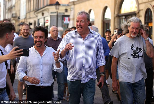 Jeremy, Richard and James bowed out of The Grand Tour in September last year [pictured on the show in 2022]