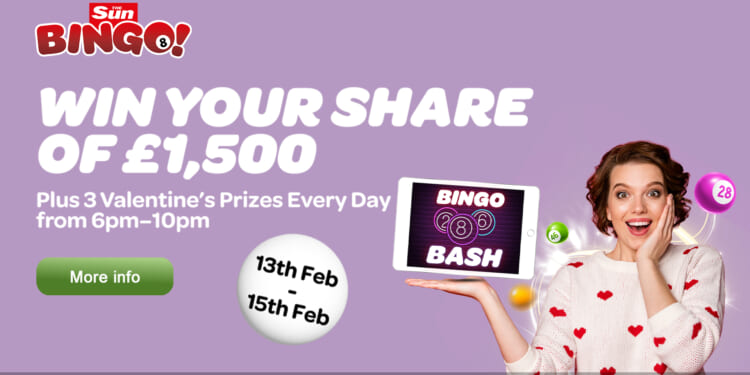 Sun Bingo’s Valentine’s Bingo Bash games have guaranteed cash jackpot wins
