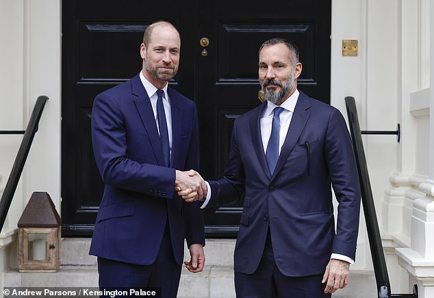 The couple met various faith leaders including Aga Khan (right), the leader of the world's Ismaili Muslims