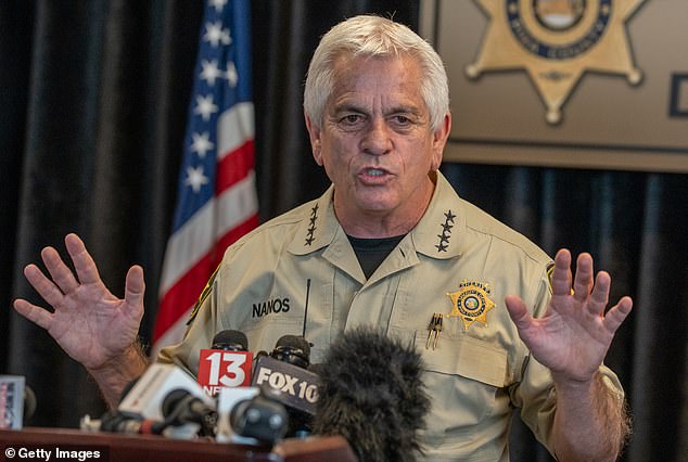 CATALINA, ARIZONA - FEBRUARY 3: Pima County Sheriff, Chris Nanos, speaks to the media on February 3, 2026 in Tucson, Arizona. He was answering questions about the search for Nancy Guthrie, the missing mother of NBC host Savannah Guthrie.(Photo by Jan Sonnenmair/Getty Images)