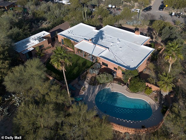 Pictured: An aerial view of Nancy Guthrie's house, where she was allegedly abducted from