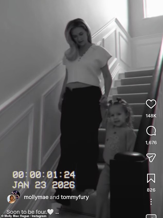 The sweet clip had the audio of Bambi saying: 'I'm going to be a big sister' as she showed off her adorable jumper that had 'big sister' knitted onto the front