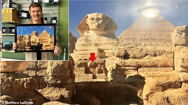 The image, which shows the Sphinx Temple located in front of the statue and closed to the public, revealed what he believes is an inverted step pyramid embedded in the structure