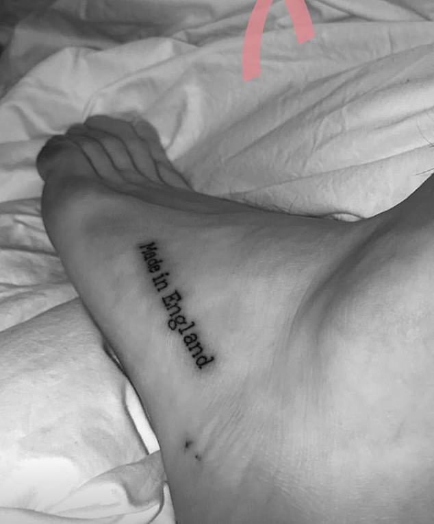 On his left foot he also has the tattoo Made In England - having got the inking in 2017